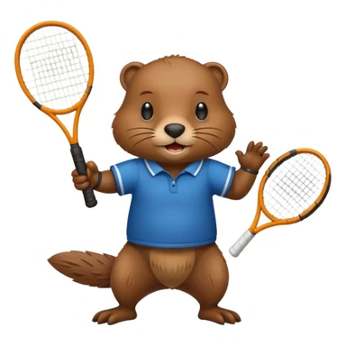 Beaver playing tennis sticker