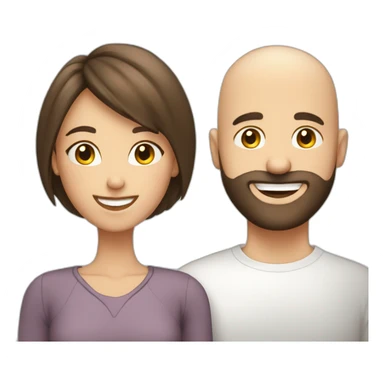 Happy-secret-couple-bald-guy-with-beard-with-shorthaired-brunette-girl sticker
