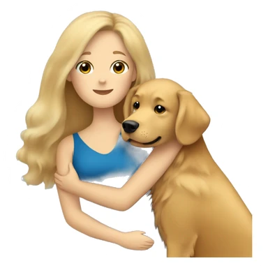 Golden Retriever with long haired brunette Woman with Blue eyes hugging  sticker