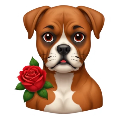 boxer dog with red rose tattoo sticker