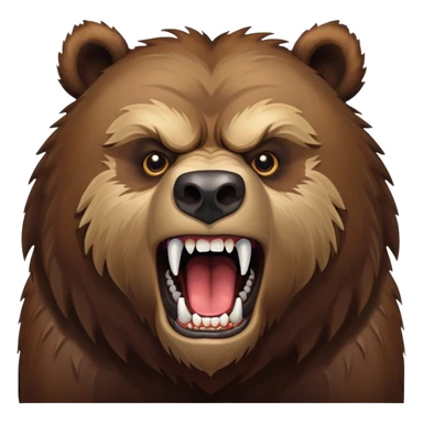 Fierce growling grizzly bear with bared teeth, menacing expression, powerful brown fur sticker
