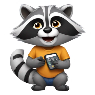 racoon playing phone sticker