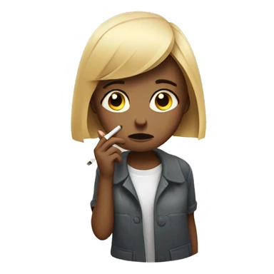 Sad girl smokes cigarette  sticker