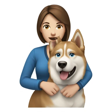 White Woman hair brown and bleus eyes and golden Husky  sticker