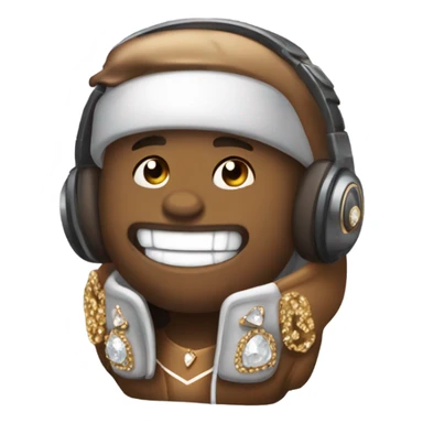 attractive bronze colored sports capper wearing athletic starter jacket wearing headset and has diamonds and jewels for teeth sticker