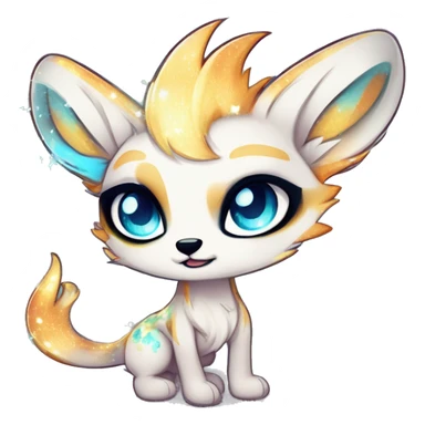 Cool cute Kawaii edgy ethereal futuristic modern epic fantasy animal sparkle fursona Fionbri creature by griffsnuff & LiLaiRa & Falvie full body sticker