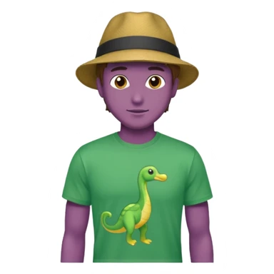 A handsome guy looks bold and brash, wears a t shirt and has a hat sticker