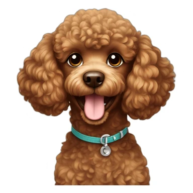 brown mini poodle smiling sticker