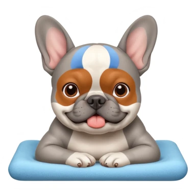 grey french buldog getting massage sticker