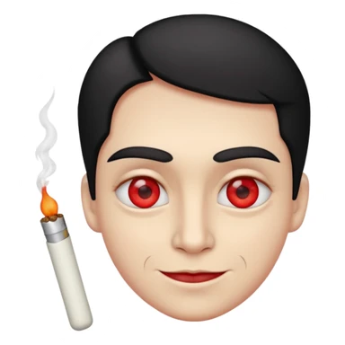 Smirking face with red eyes with joint in mouth sticker