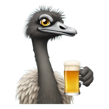 emu holding a beer sticker