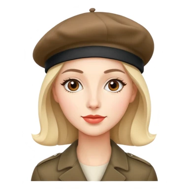 Parisian woman wearing a beret hat sticker