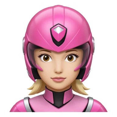 pink power ranger, woman emoji, only head, pink power ranger helmet on sticker