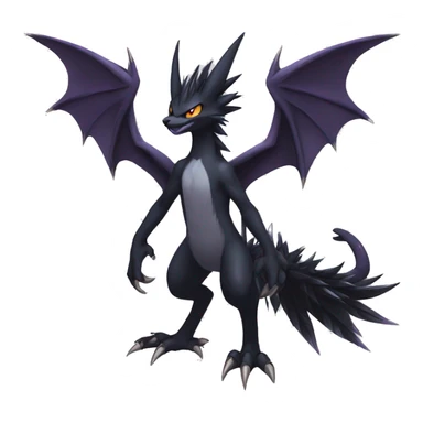 Edgy Cool Fluffy Spiky Winged Dark type Shadow type Nargacuga-Noivern-Pokémon-fusion-cat Full Body sticker