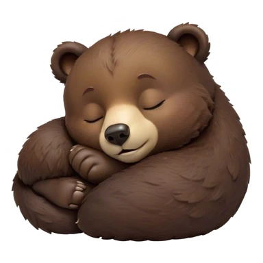 Meme-Worthy Cute Sleeping bear cub Portrait Emoji, Head resting peacefully with a contented smile, showcasing a massive, robust build and a luxuriously soft dark brown fur, eyes shut in a serene, restful nap, Simplified yet hilariously adorable features, highly detailed, glowing with a soft, drowsy light, high shine, relaxed and utterly lovable, stylized with an air of playful laziness, bright and heartwarming, soft glowing outline, capturing the essence of a comically sleepy bear cub, so meme-worthy it feels like it could instantly become the next viral sensation of adorable slumber! sticker