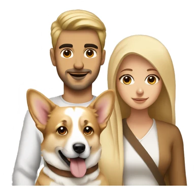 blonde girl, arab guy and corgi together sticker