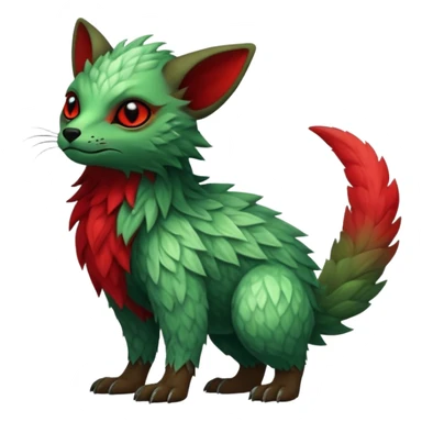 Cool Edgy Green Red ethereal Fionbri-Vernid-Trico-animal-creature full body sticker