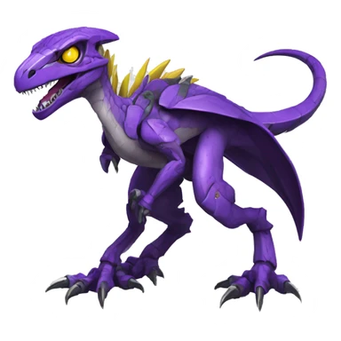  Edgy Purple Yellow Digimon-Fakemon-Velociraptor-Dragon-Mecha full body sticker