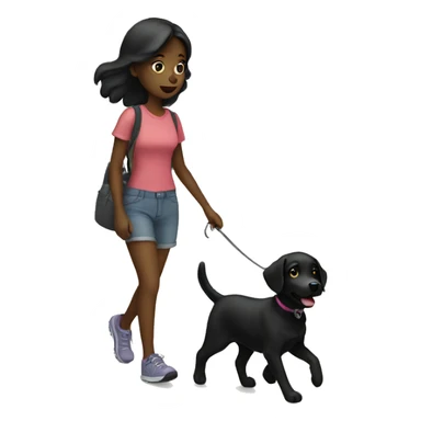 Girl walking black lab sticker