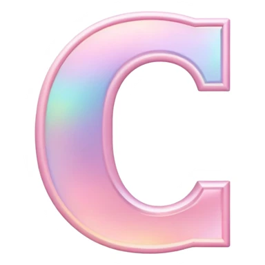 Iridescent pastel pink Font setting icon with letter C sticker