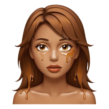 Brown Hair, Woman, white paint drip, face, hot, Sexy, lips sticker