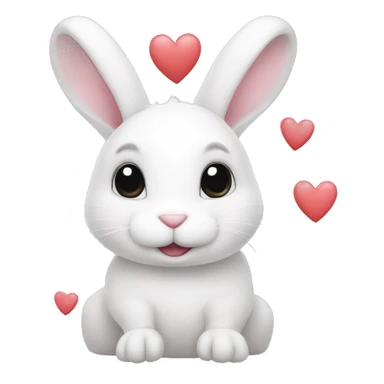 white bunny with hearts sticker