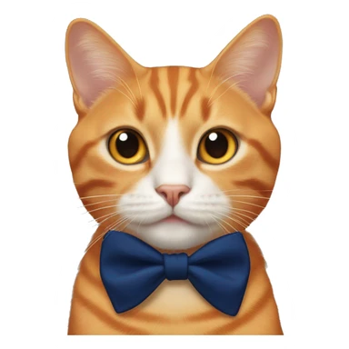 Orange cat with a navy blue bow on his neck sticker