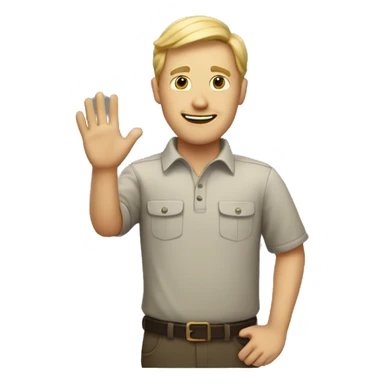 white man, waving hand sticker