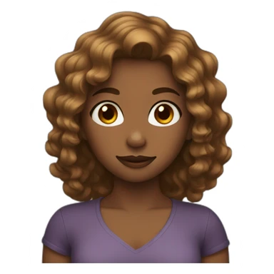 Brown gril with wavy hair sticker
