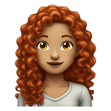 Girl with freckles and deep red long curly hair sticker