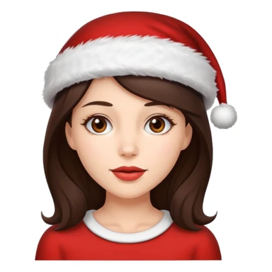 brunette woman with wearing Santa sticker