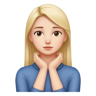 Girl with hands crossing over neck with a straight face sticker