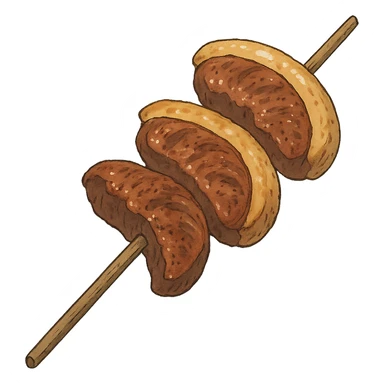ghibli style illustration of picanha on a stick sticker