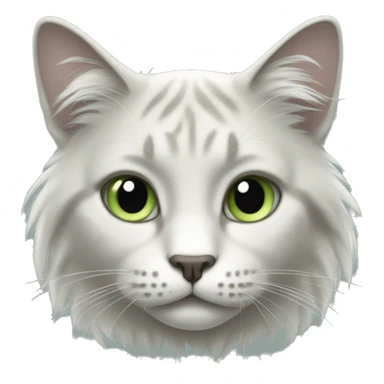cat with long hair, white snout and grey hair on face, light green eyes sticker
