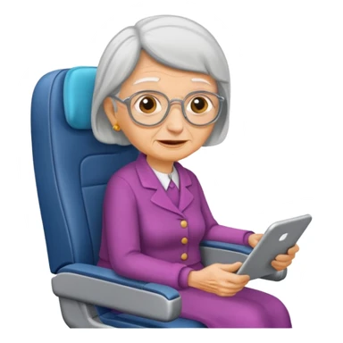 old woman passanger in plane seat sticker