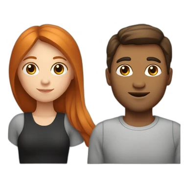 Fille rousse en couple avec un homme avec des cheveux noirs sticker