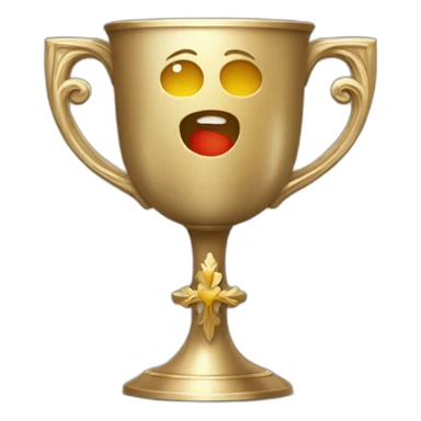 royal empty Christian cup for the winner with a cross on royal background sticker