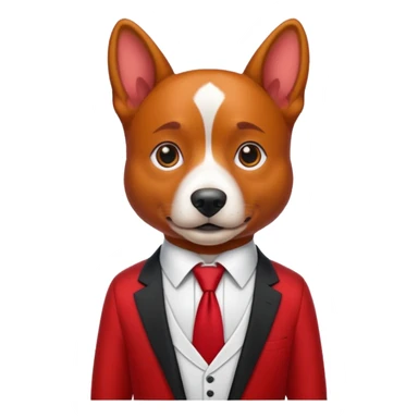 red dog with white tie,red shirt sticker