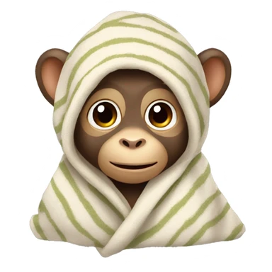 baby monkey wearing a blanket ￼ sticker