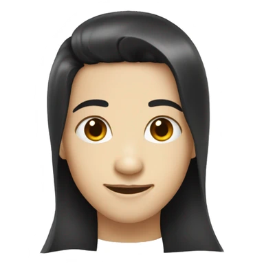 Black hair, white skin , small nose, small eyes, smiling, portrait sticker