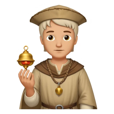 a white merchant in medieval time with a bell in his hand sticker