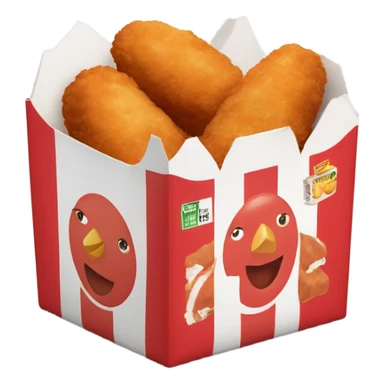 a box red and white like kfc, with chicken nuggets inside sticker
