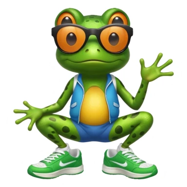 A frog with sunglasses and sneakers sticker