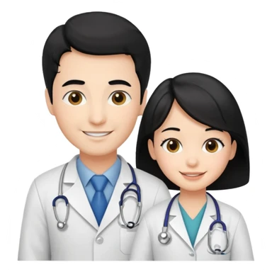 doctor black hair helping a kid sticker