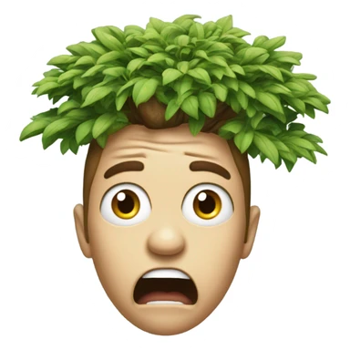 realistic face of someone whose mind is blown with full tree growing out top sticker