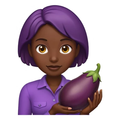 darkskin female emoji holding eggplant sticker