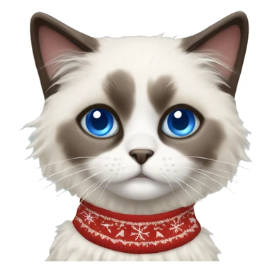Ragdoll with blue eyes wearing a christmas sweater sticker