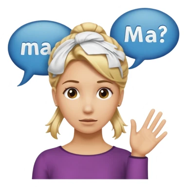 A blonde woman with her hair tied up, with a speech bubble that says "Ma, Cómo?" sticker