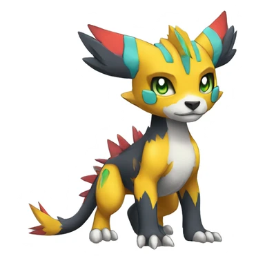 cute cool edgy Digimon-Fakemon-animal with colorful markings full body sticker
