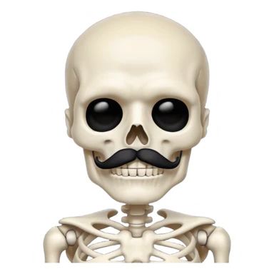  skeleton with mustache big black mustache  sticker